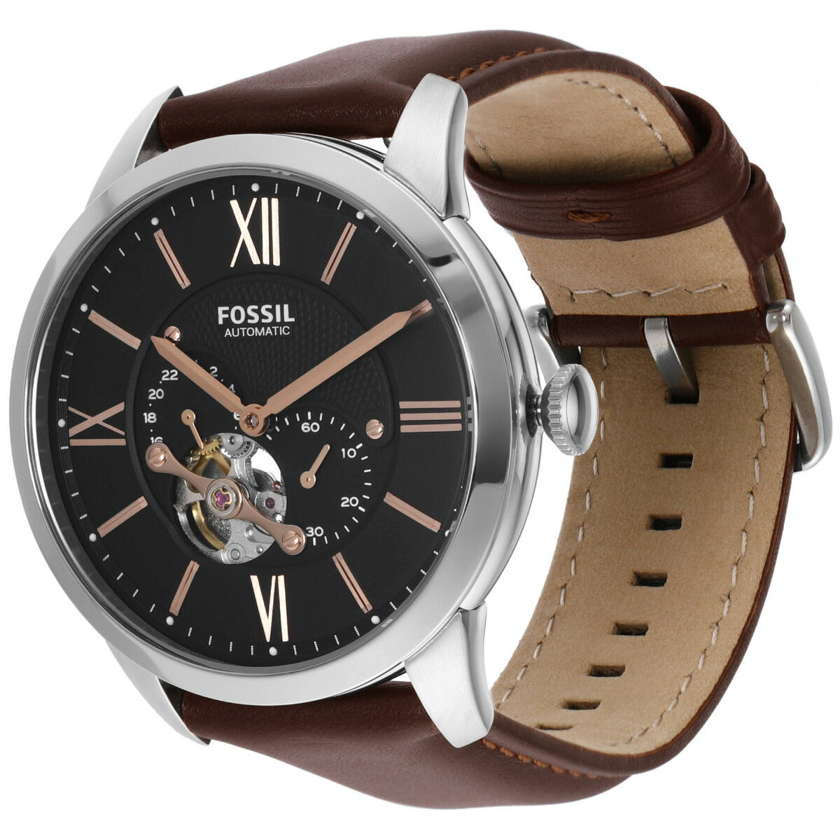 フォッシル FOSSIL 腕時計 メンズ 自動巻き マルチファンクション TOWNSMAN オートマティック ブラウンレザーウォッチ ME3061