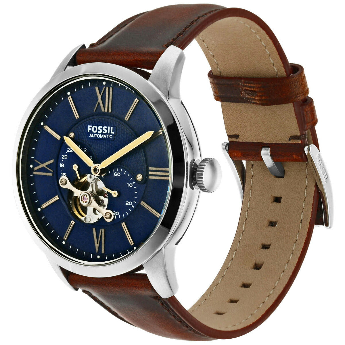 フォッシル FOSSIL 腕時計 メンズ 自動巻き マルチファンクション TOWNSMAN オートマティック ブラウン レザーウォッチ ME3110