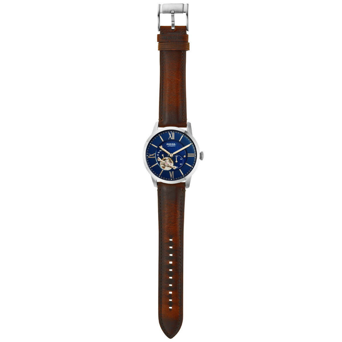 フォッシル FOSSIL 腕時計 メンズ 自動巻き マルチファンクション TOWNSMAN オートマティック ブラウン レザーウォッチ ME3110