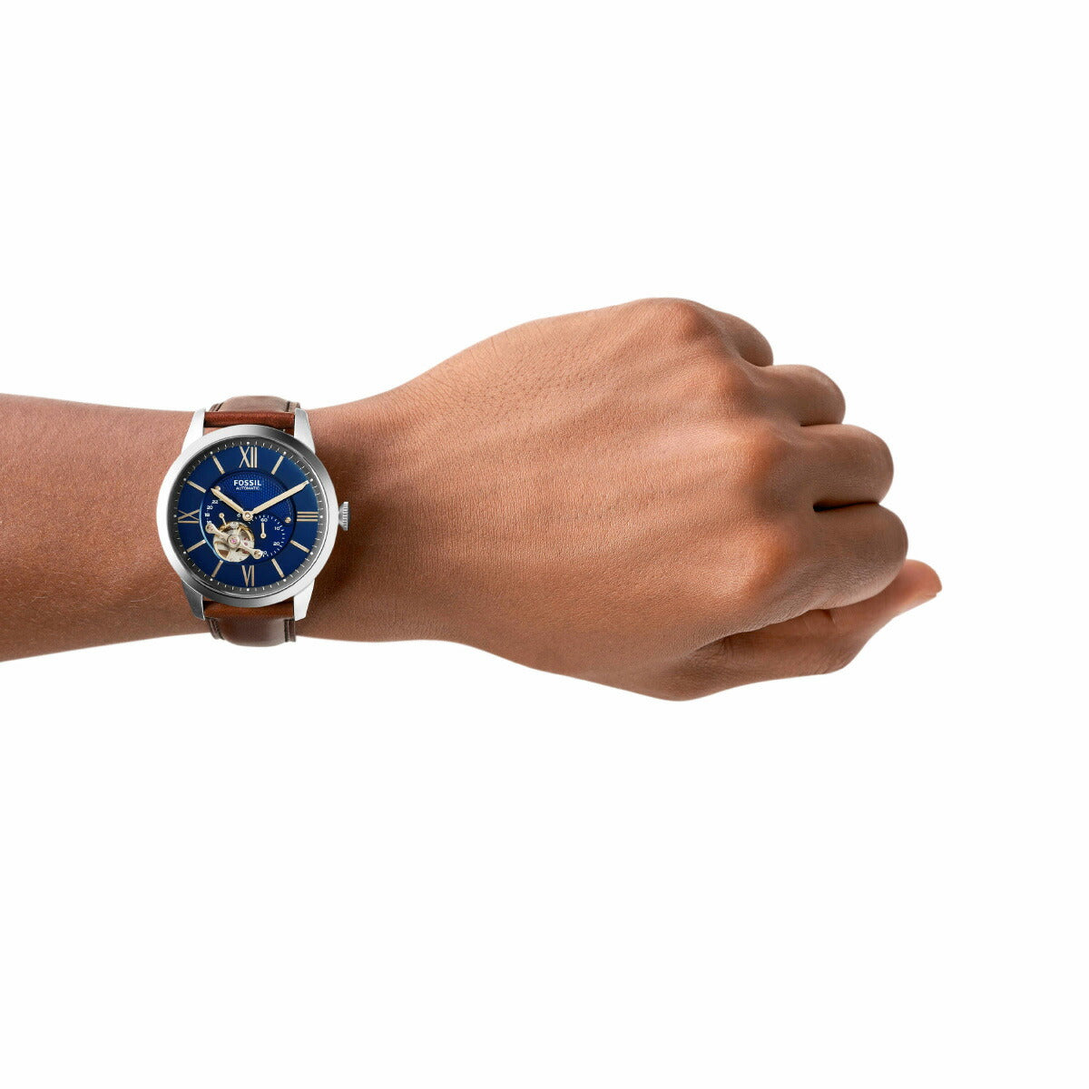 フォッシル FOSSIL 腕時計 メンズ 自動巻き マルチファンクション TOWNSMAN オートマティック ブラウン レザーウォッチ ME3110