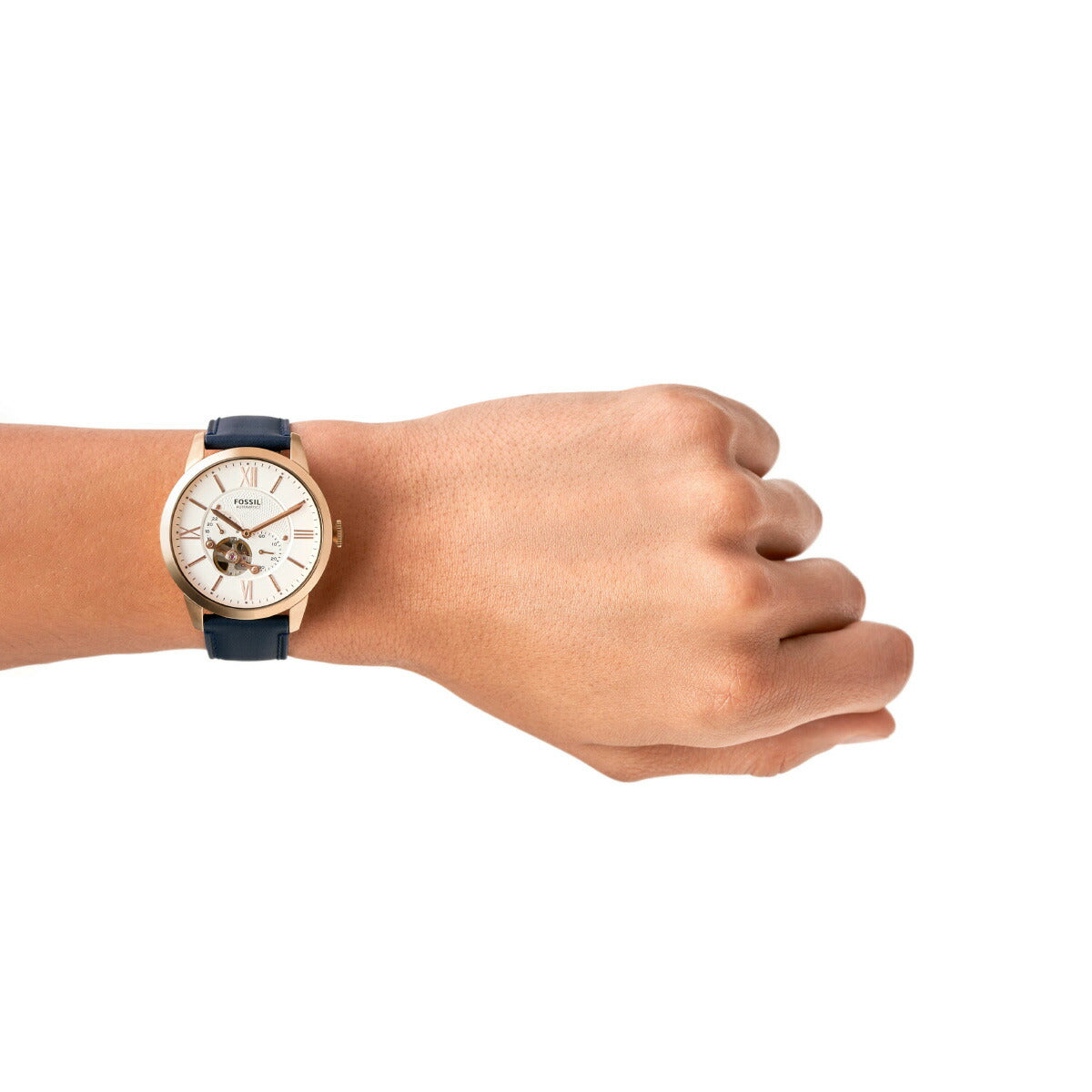 フォッシル FOSSIL 腕時計 メンズ 自動巻き マルチファンクション TOWNSMAN オートマティック ネイビーレザーウォッチ ME3171