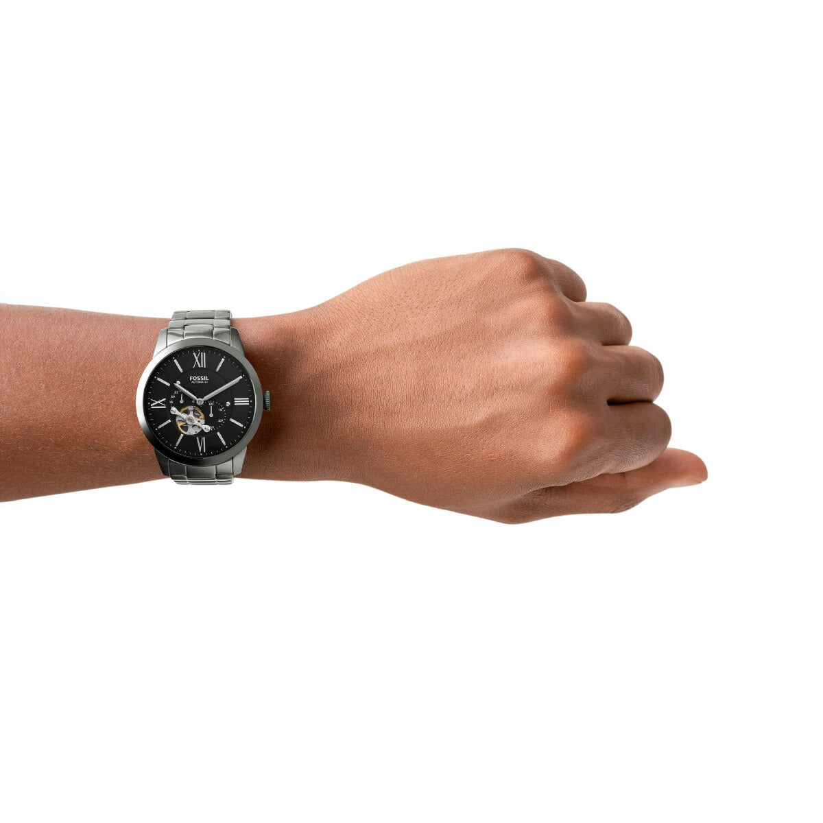 フォッシル FOSSIL 腕時計 メンズ 自動巻き マルチファンクション TOWNSMAN オートマティック スモークステンレススチールウォッチ ME3172
