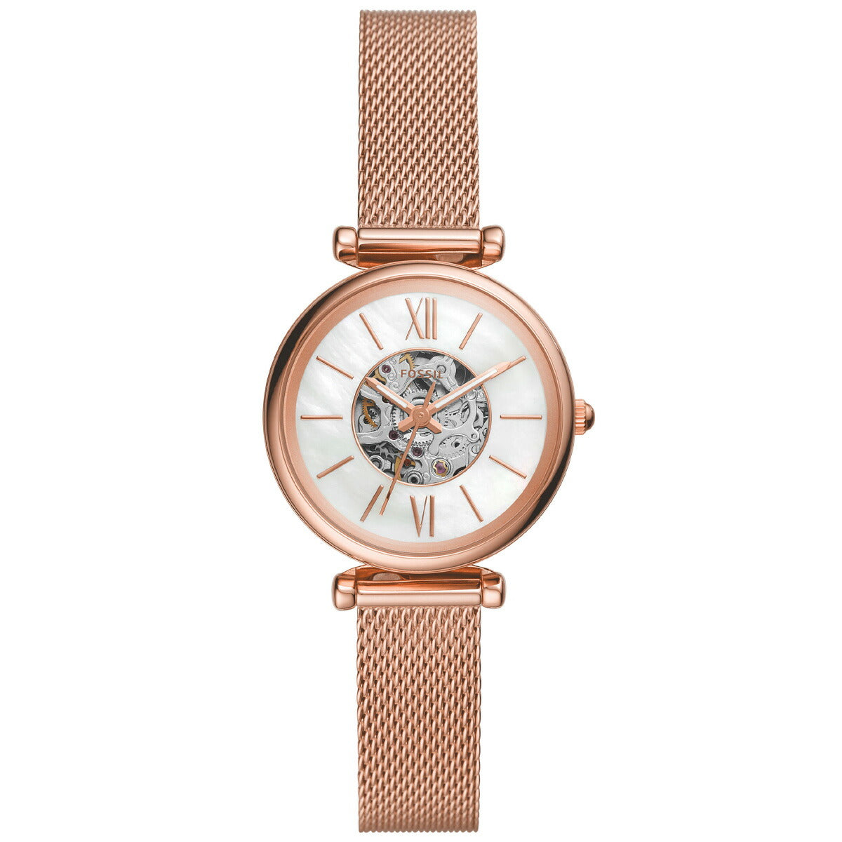 フォッシル FOSSIL 腕時計 レディース 自動巻き CARLIE MINI オートマティック ローズゴールドトーン ステンレススチールメッシュウォッチ ME3188