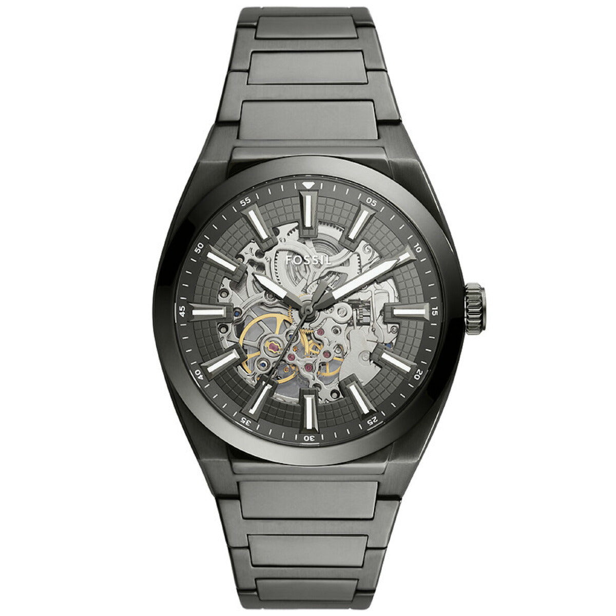 フォッシル FOSSIL 腕時計 メンズ 自動巻き EVERETT オートマティック スモーク ステンレススチールウォッチ ME3206