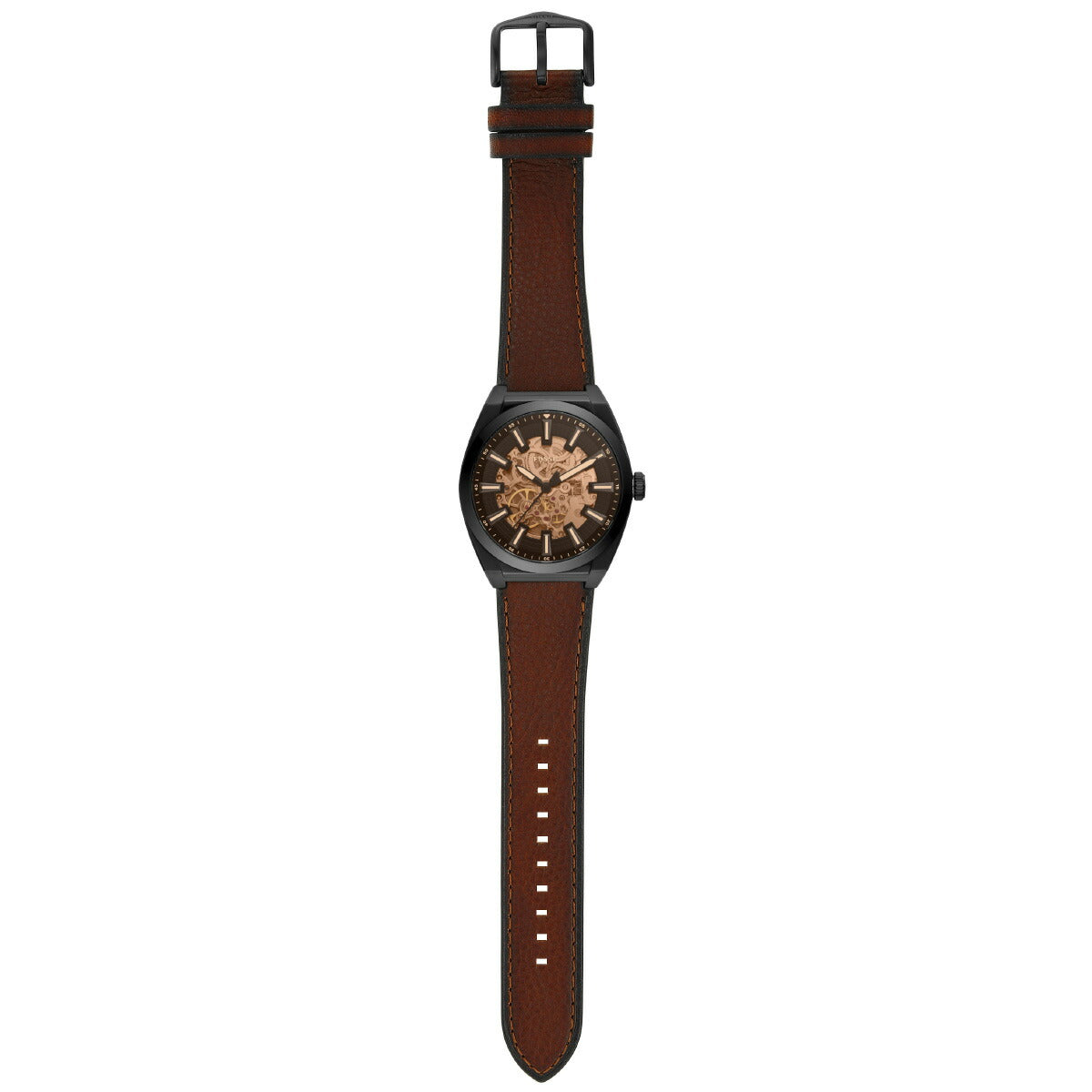 フォッシル FOSSIL 腕時計 メンズ 自動巻き EVERETT オートマティック ダークブラウン LiteHideレザーウォッチ ME3207