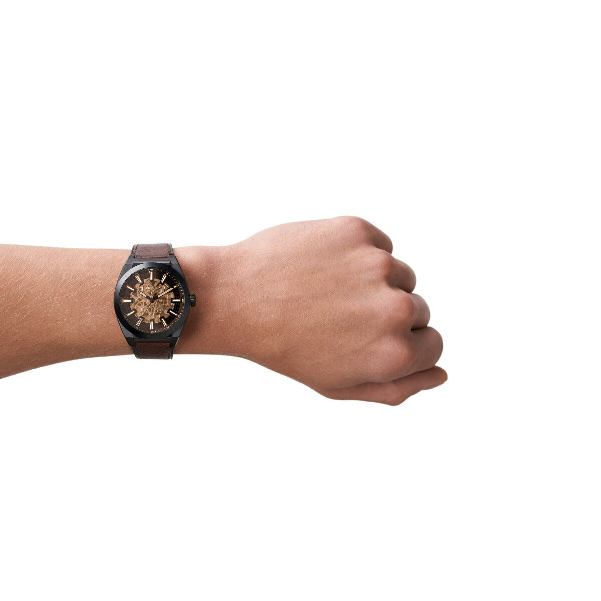 フォッシル FOSSIL 腕時計 メンズ 自動巻き EVERETT オートマティック ダークブラウン LiteHideレザーウォッチ ME3207
