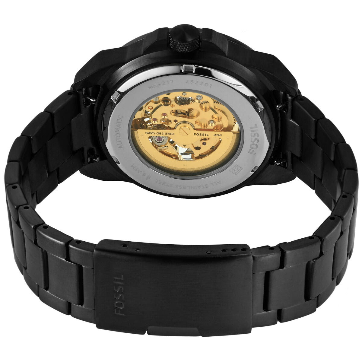 フォッシル FOSSIL 腕時計 メンズ 自動巻き BRONSON オートマティック ブラック ステンレススチールウォッチ ME3217