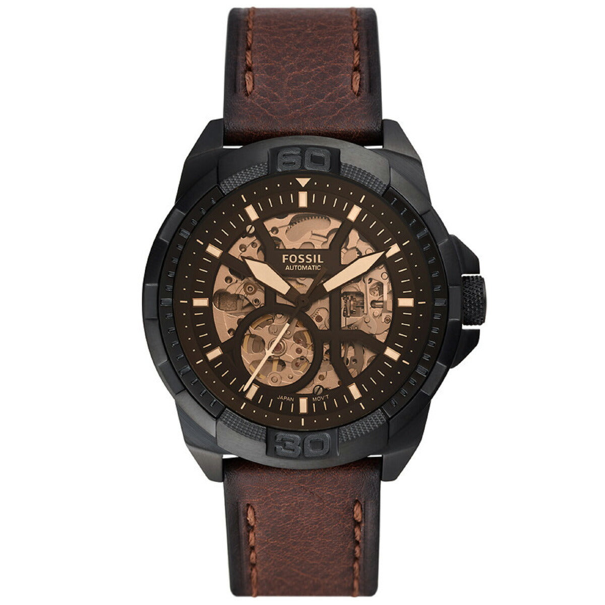 フォッシル FOSSIL 腕時計 メンズ 自動巻き BRONSON オートマティック ブラウン LiteHideレザーウォッチ ME3219