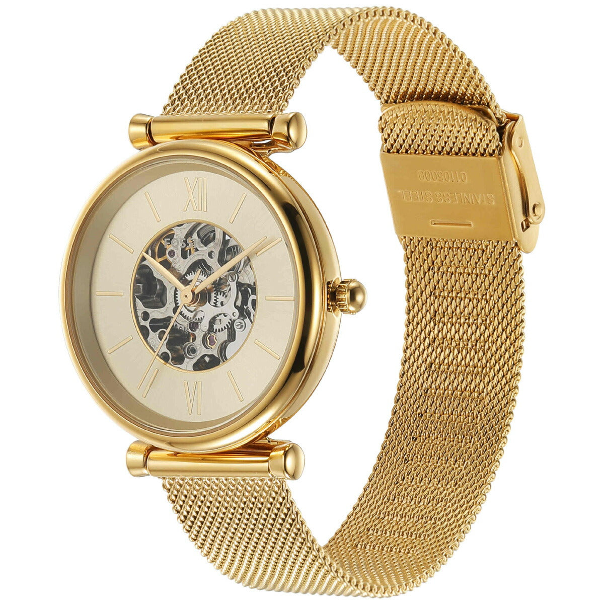 フォッシル FOSSIL 腕時計 レディース 自動巻き CARLIE オートマティック ゴールドトーン ステンレススチールウォッチ メッシュウォッチ ME3250