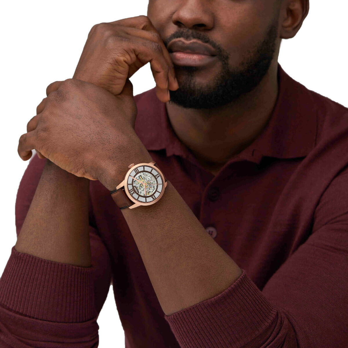 フォッシル FOSSIL 腕時計 メンズ 自動巻き TOWNSMAN オートマティック ブラウン レザーウォッチ ME3259