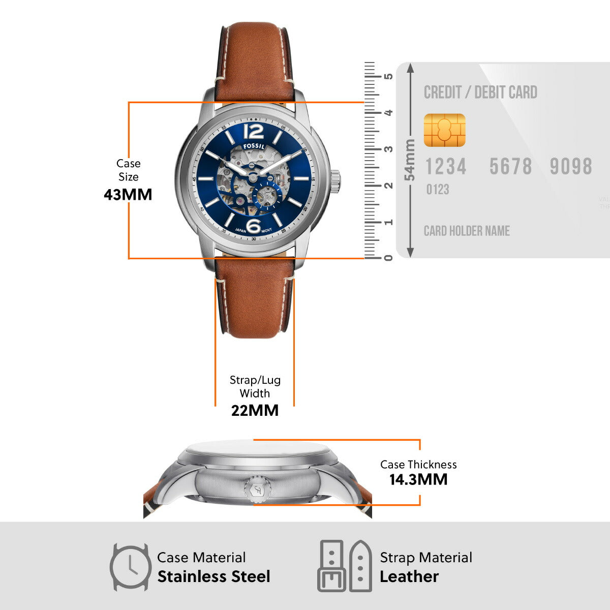 フォッシル FOSSIL 腕時計 メンズ 自動巻き FOSSIL HERITAGE オートマティック ブラウン レザーウォッチ ME3263