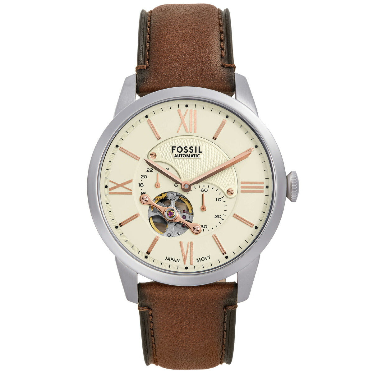 フォッシル FOSSIL 腕時計 メンズ 自動巻き TOWNSMAN マルチファンクション ブラウン レザーウォッチ ME3266