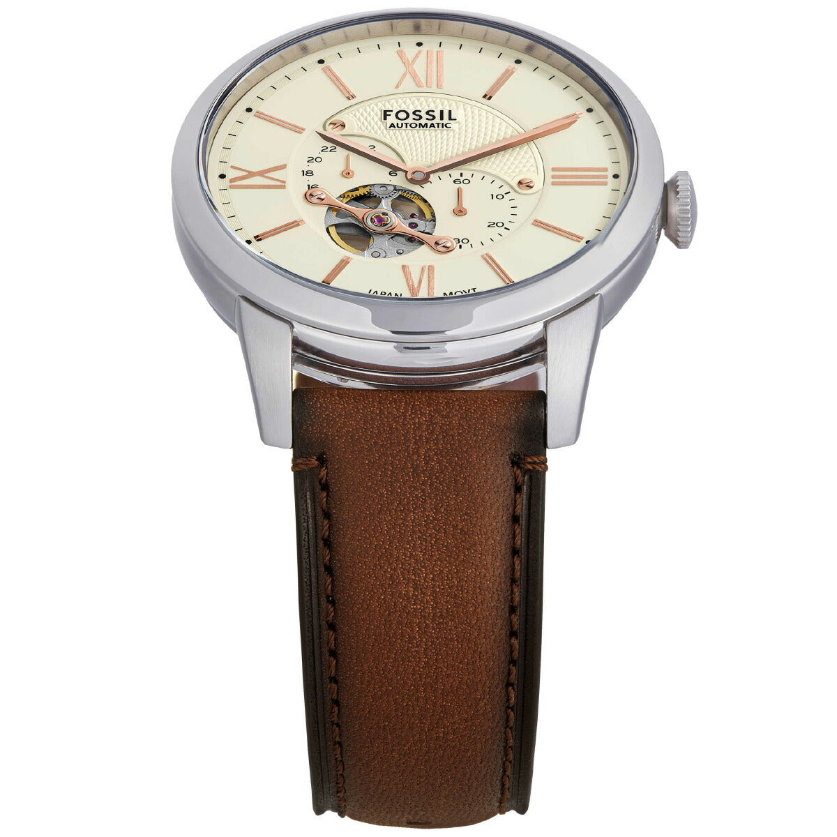 フォッシル FOSSIL 腕時計 メンズ 自動巻き TOWNSMAN マルチファンクション ブラウン レザーウォッチ ME3266