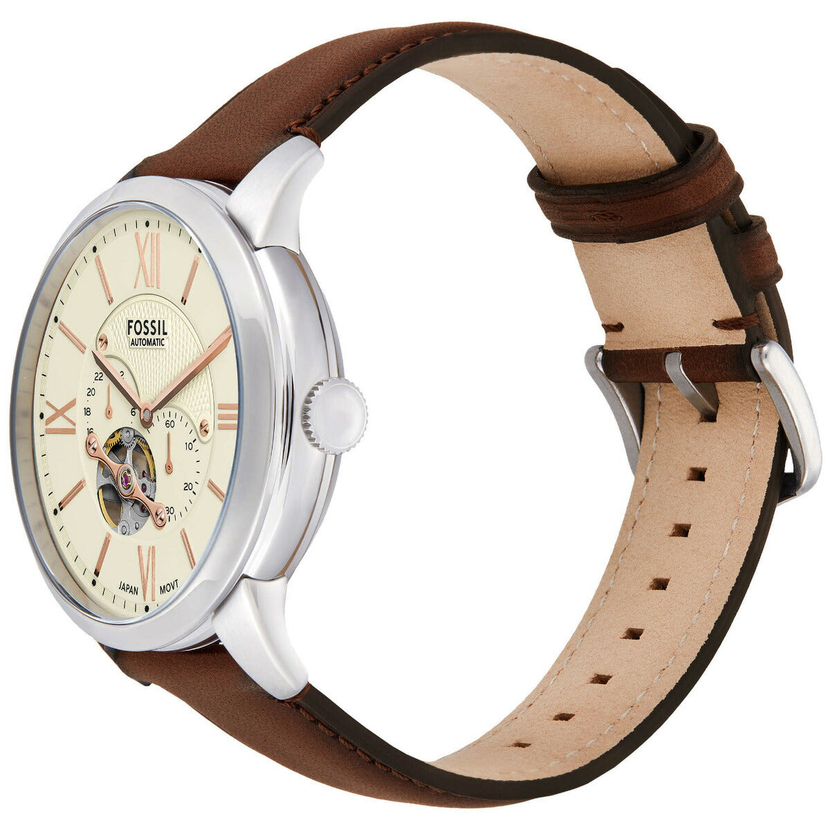 フォッシル FOSSIL 腕時計 メンズ 自動巻き TOWNSMAN マルチファンクション ブラウン レザーウォッチ ME3266