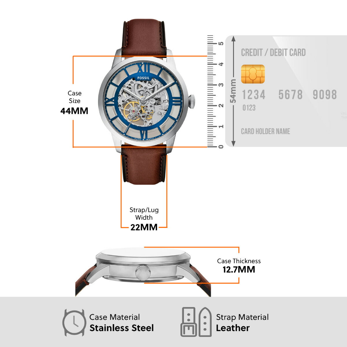 フォッシル FOSSIL 腕時計 メンズ 自動巻き TOWNSMAN オートマティック ステンレススチールウォッチ ME3267【2025 新作】