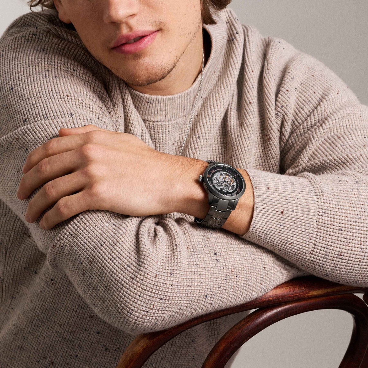 フォッシル FOSSIL 腕時計 メンズ 自動巻き TOWNSMAN オートマティック ガンメタル ステンレススチールウォッチ ME3268【2025 新作】