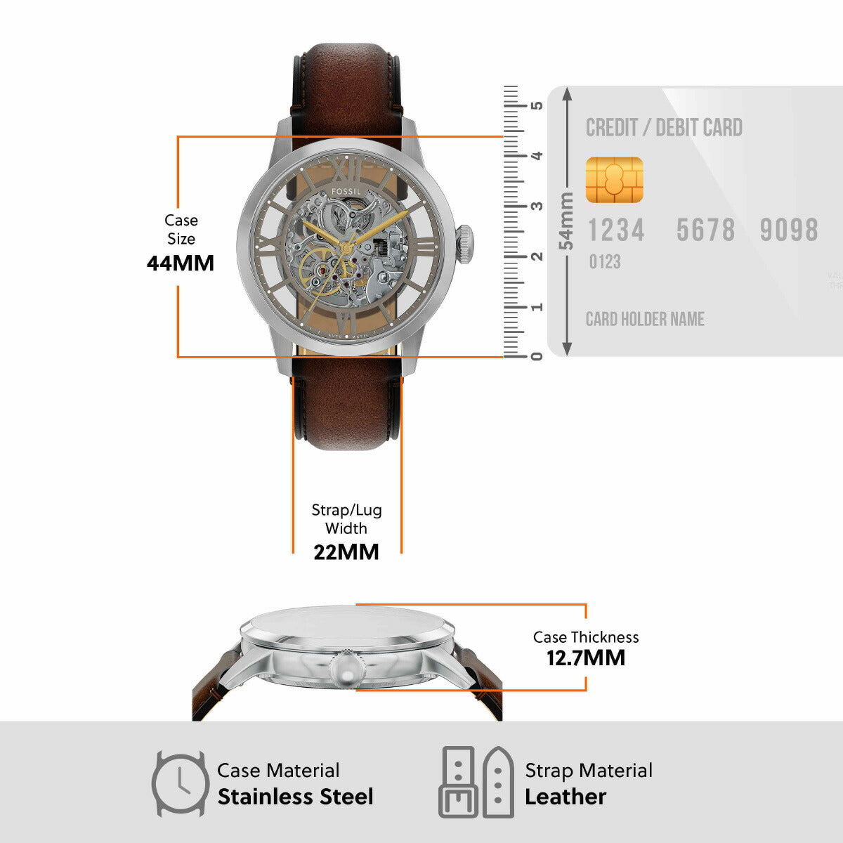 フォッシル FOSSIL 腕時計 自動巻き メンズ TOWNSMAN オートマティック ブラウン レザーウォッチ ME3270【2025 新作】