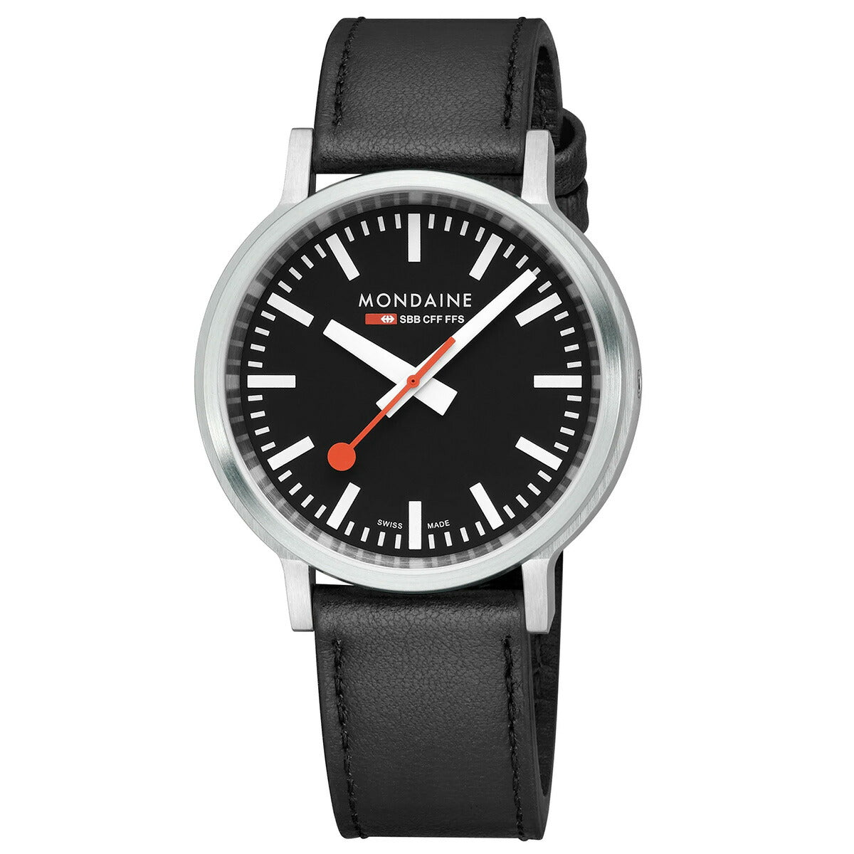 モンディーン MONDAINE 腕時計 メンズ レディース ストップ・トゥ・ゴー 41mm ブラックダイヤルグレープビーガンレザー stop2go MST.41020.LBV.2SE