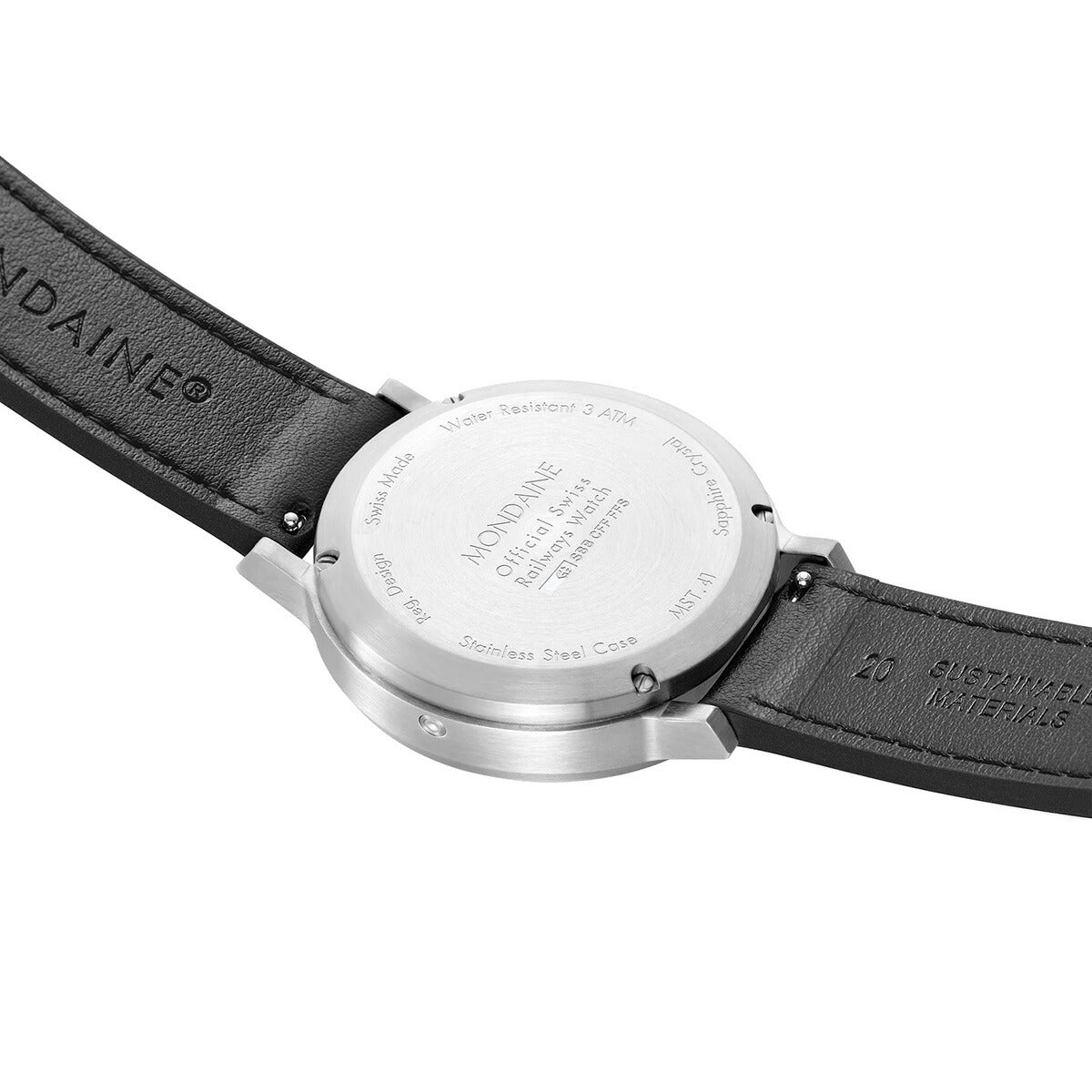 モンディーン MONDAINE 腕時計 メンズ レディース ストップ・トゥ・ゴー 41mm ブラックダイヤルグレープビーガンレザー stop2go MST.41020.LBV.2SE