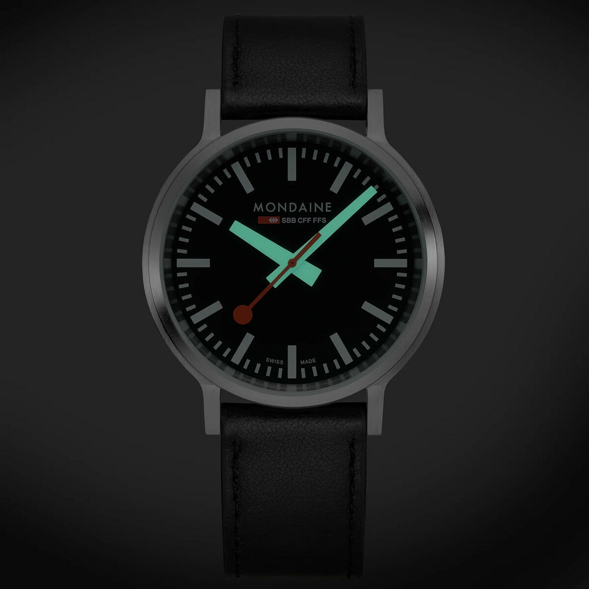 モンディーン MONDAINE 腕時計 メンズ レディース ストップ・トゥ・ゴー 41mm ブラックダイヤルグレープビーガンレザー stop2go MST.41020.LBV.2SE