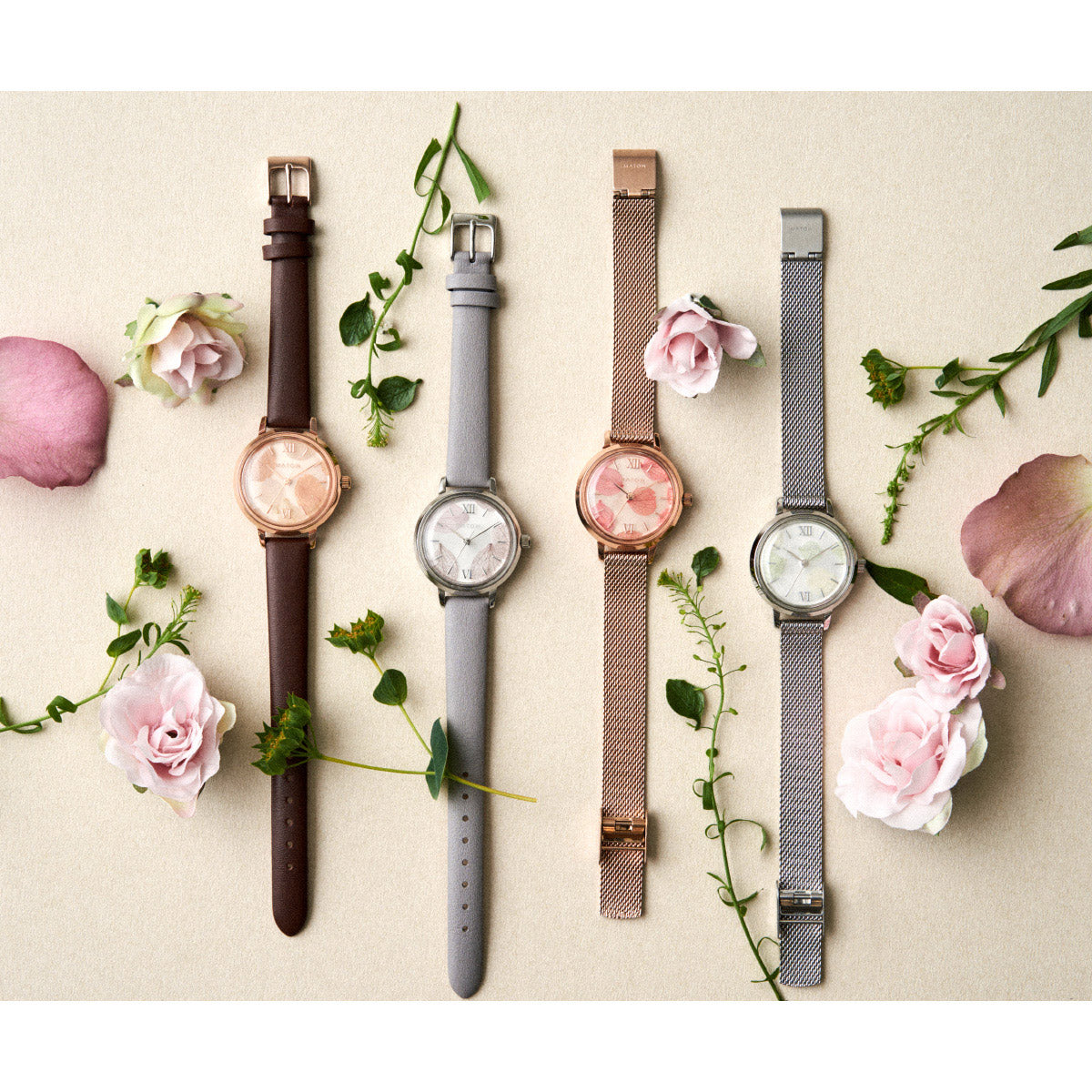 マトウ MATOW 腕時計 レディース Shiki Collection Bouquet ブーケット 紅葉 ローズゴールドブラウンレザー MW007002【2025 新作】