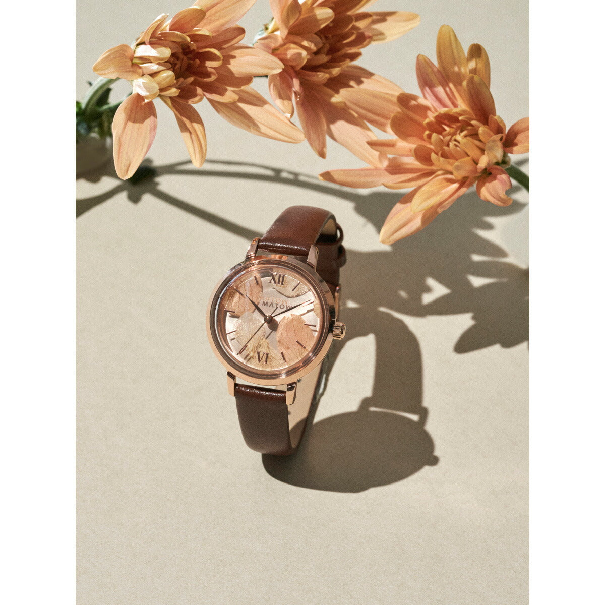 マトウ MATOW 腕時計 レディース Shiki Collection Bouquet ブーケット 紅葉 ローズゴールドブラウンレザー MW007002【2025 新作】