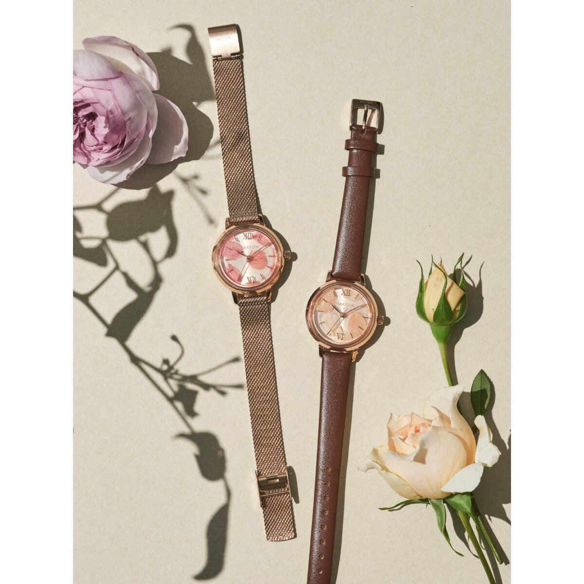 マトウ MATOW 腕時計 レディース Shiki Collection Bouquet ブーケット 紅葉 ローズゴールドブラウンレザー MW007002【2025 新作】