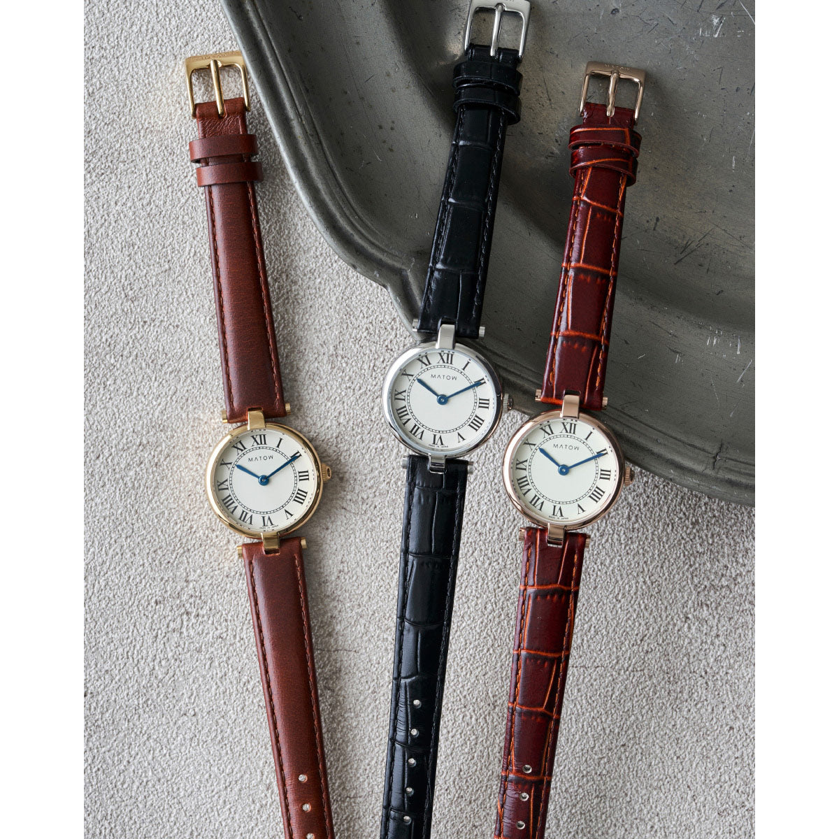マトウ MATOW 腕時計 レディース Aura アウラ ラウンドシルバー ブラックレザー MW008001【2026 新作】