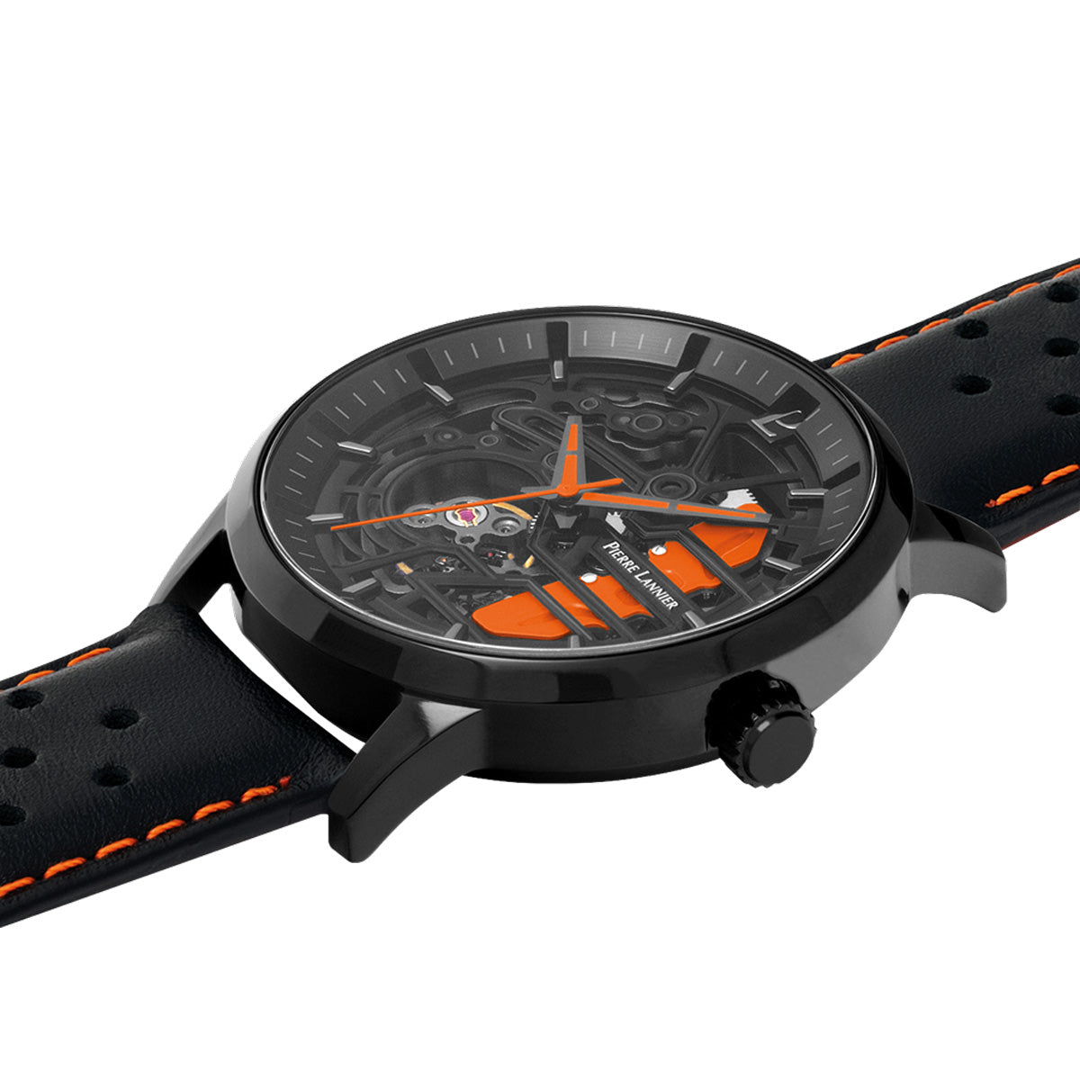 ピエールラニエ PIERRE LANNIER メンズ 腕時計 自動巻き パドック PADDOCK 43mm P341A455 ラウンド 革ベルト オレンジ