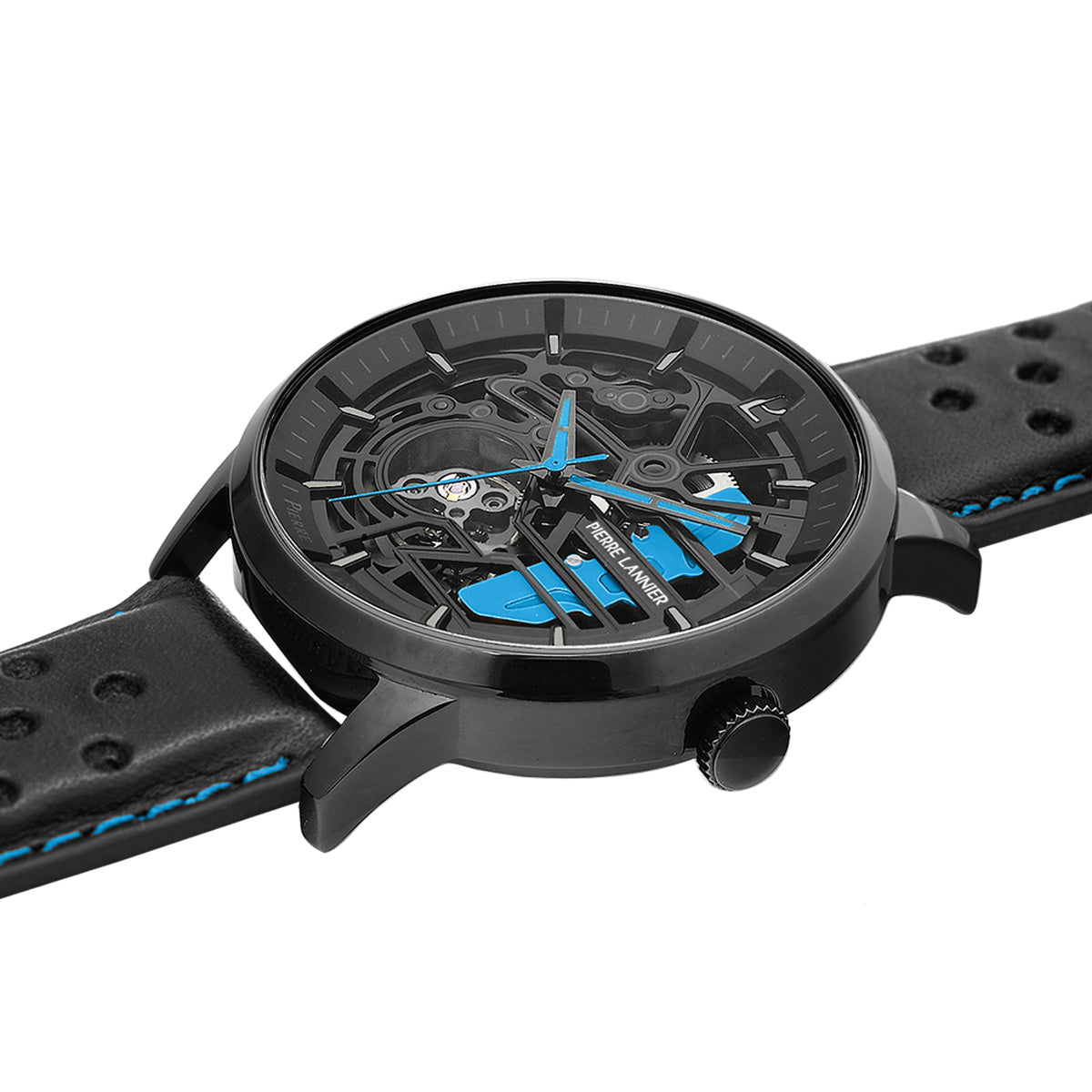 ピエールラニエ PIERRE LANNIER メンズ 腕時計 自動巻き パドック PADDOCK 43mm P345A466 ラウンド 革ベルト ブルー