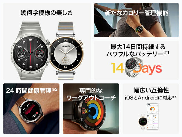 ファーウェイ HUAWEI スマートウォッチ WATCH GT4 46mm PNXB19-GRY ウェアラブル 心拍数 血中酸素 グレー 腕時計 メンズ レディース