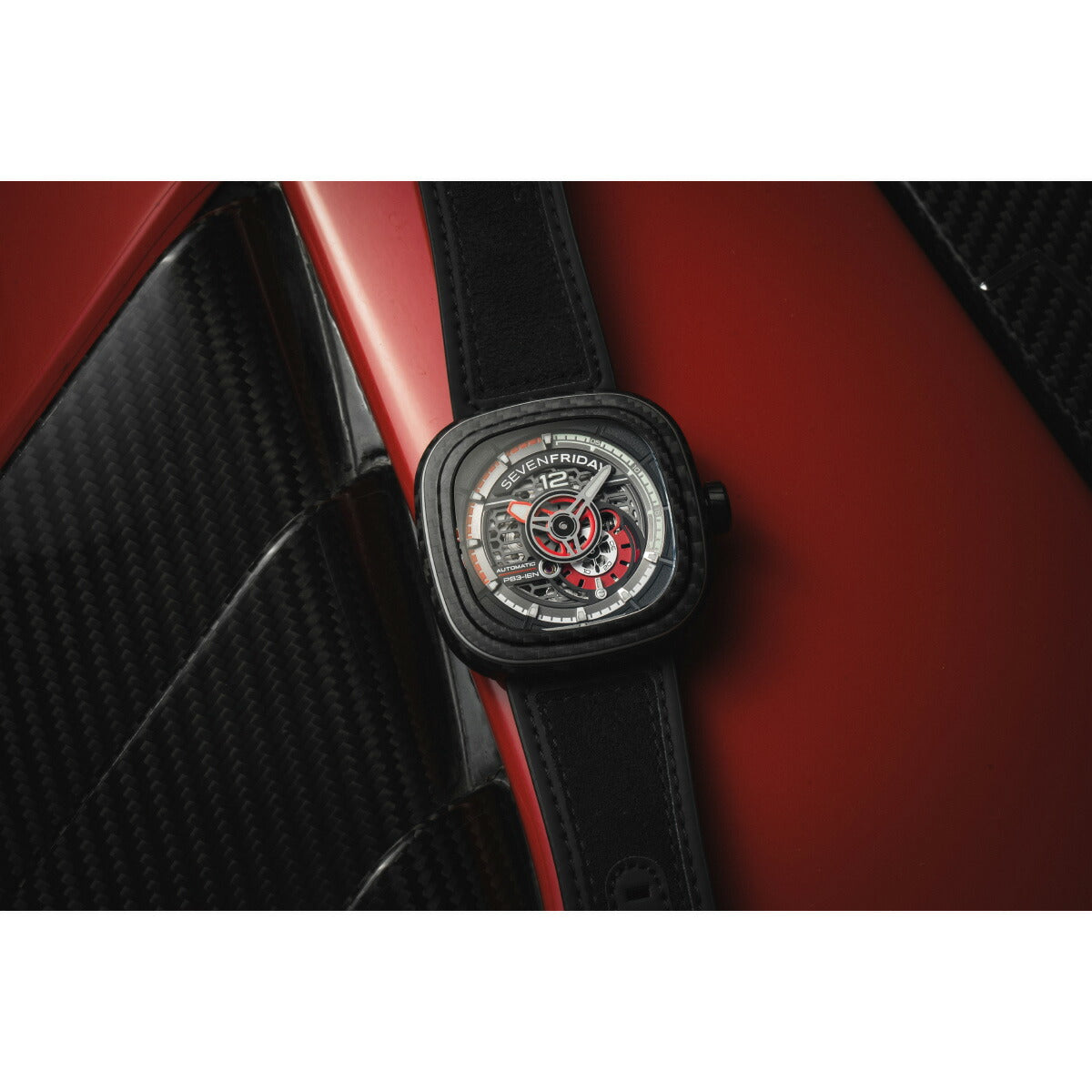 セブンフライデー SEVENFRIDAY PS3/02 Ruby Carbon PS-Series 腕時計 メンズ 自動巻き