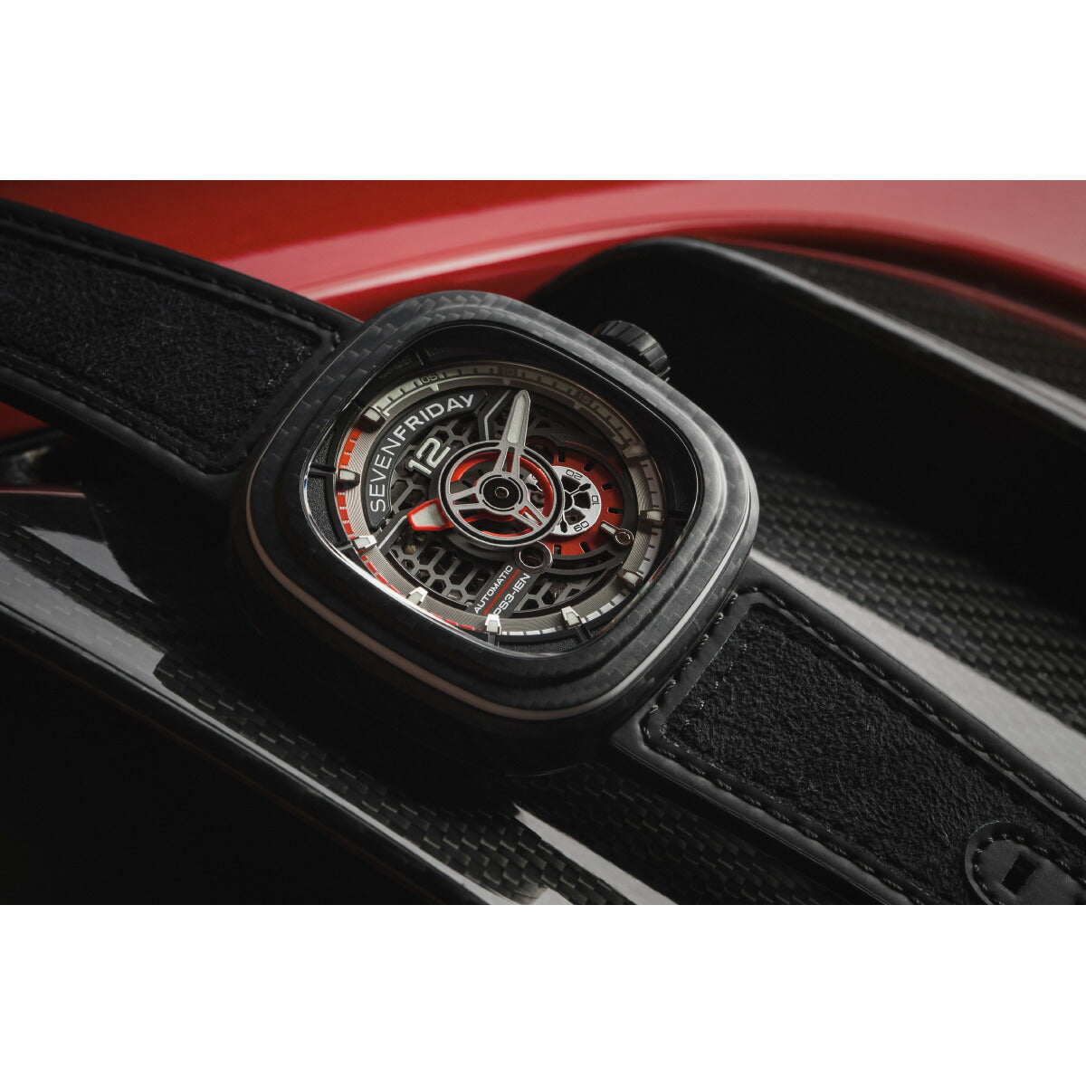 セブンフライデー SEVENFRIDAY PS3/02 Ruby Carbon PS-Series 腕時計 メンズ 自動巻き