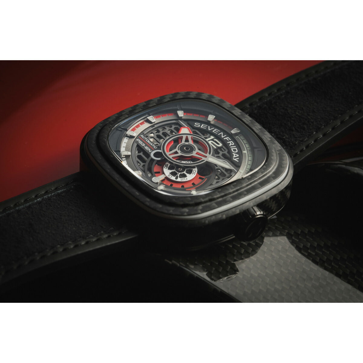 セブンフライデー SEVENFRIDAY PS3/02 Ruby Carbon PS-Series 腕時計 メンズ 自動巻き