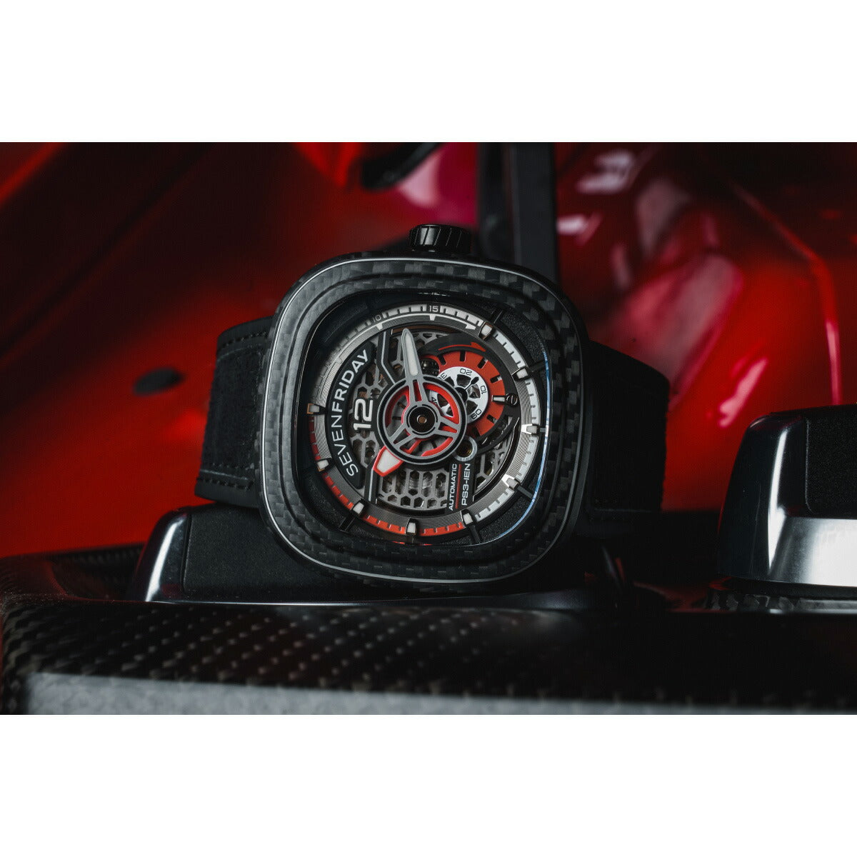 セブンフライデー SEVENFRIDAY PS3/02 Ruby Carbon PS-Series 腕時計 メンズ 自動巻き