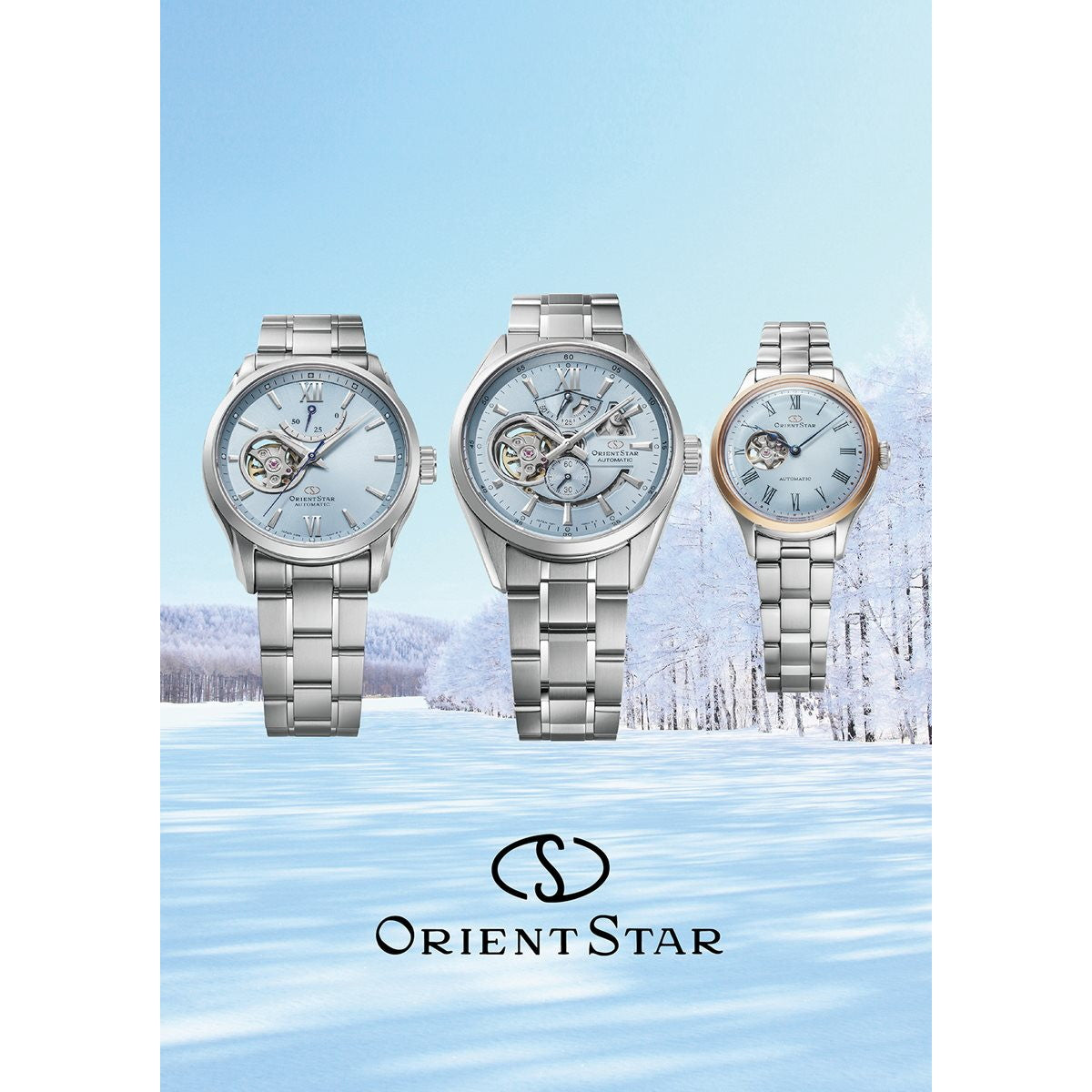 オリエントスター ORIENT STAR コンテンポラリー MovingBlue セミスケルトン 限定モデル 腕時計 メンズ 自動巻 機械式 RK-AT0019L 雪景色