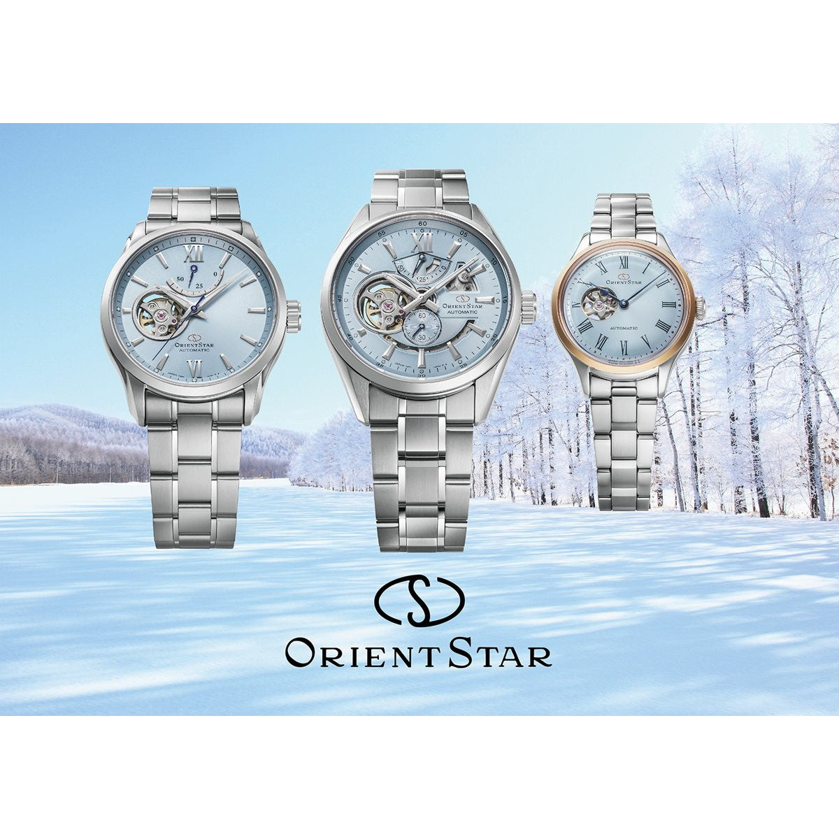 オリエントスター ORIENT STAR コンテンポラリー MovingBlue セミスケルトン 限定モデル 腕時計 メンズ 自動巻 機械式 RK-AT0019L 雪景色