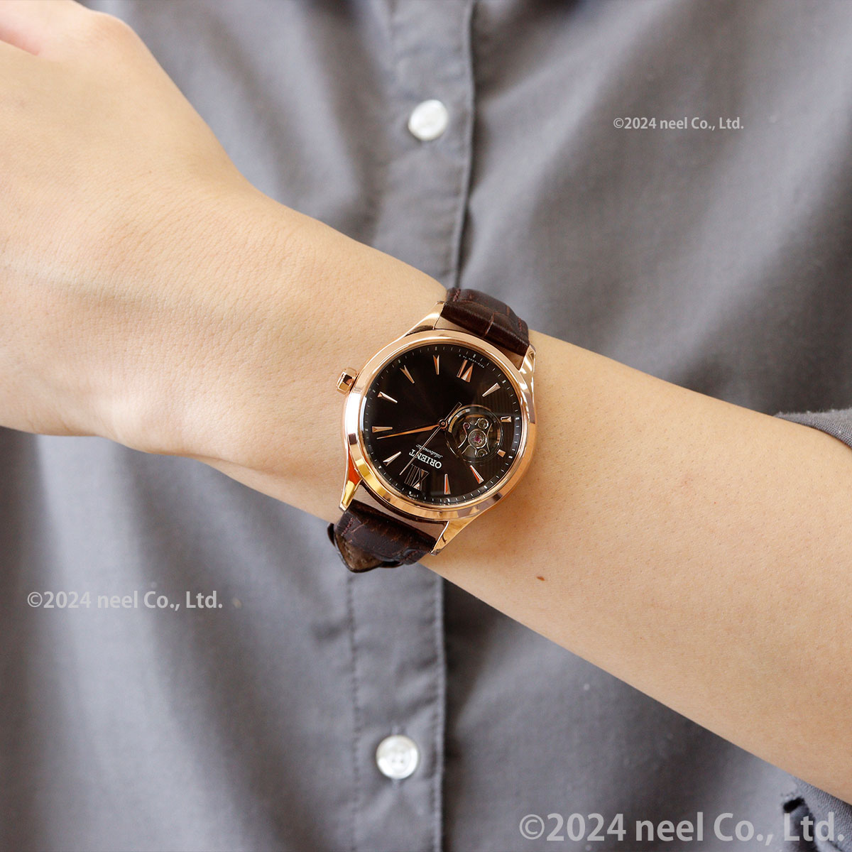 オリエント 腕時計 レディース 自動巻き 機械式 ORIENT クラシック CLASSIC セミスケルトン RN-AG0727Y