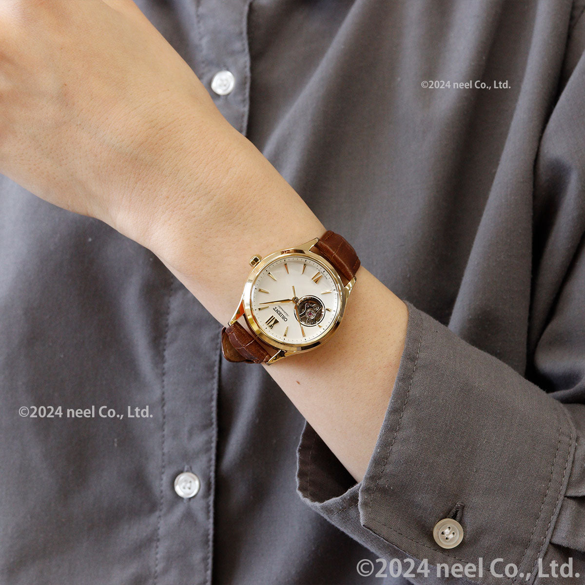 オリエント 腕時計 レディース 自動巻き 機械式 ORIENT クラシック CLASSIC セミスケルトン RN-AG0728S