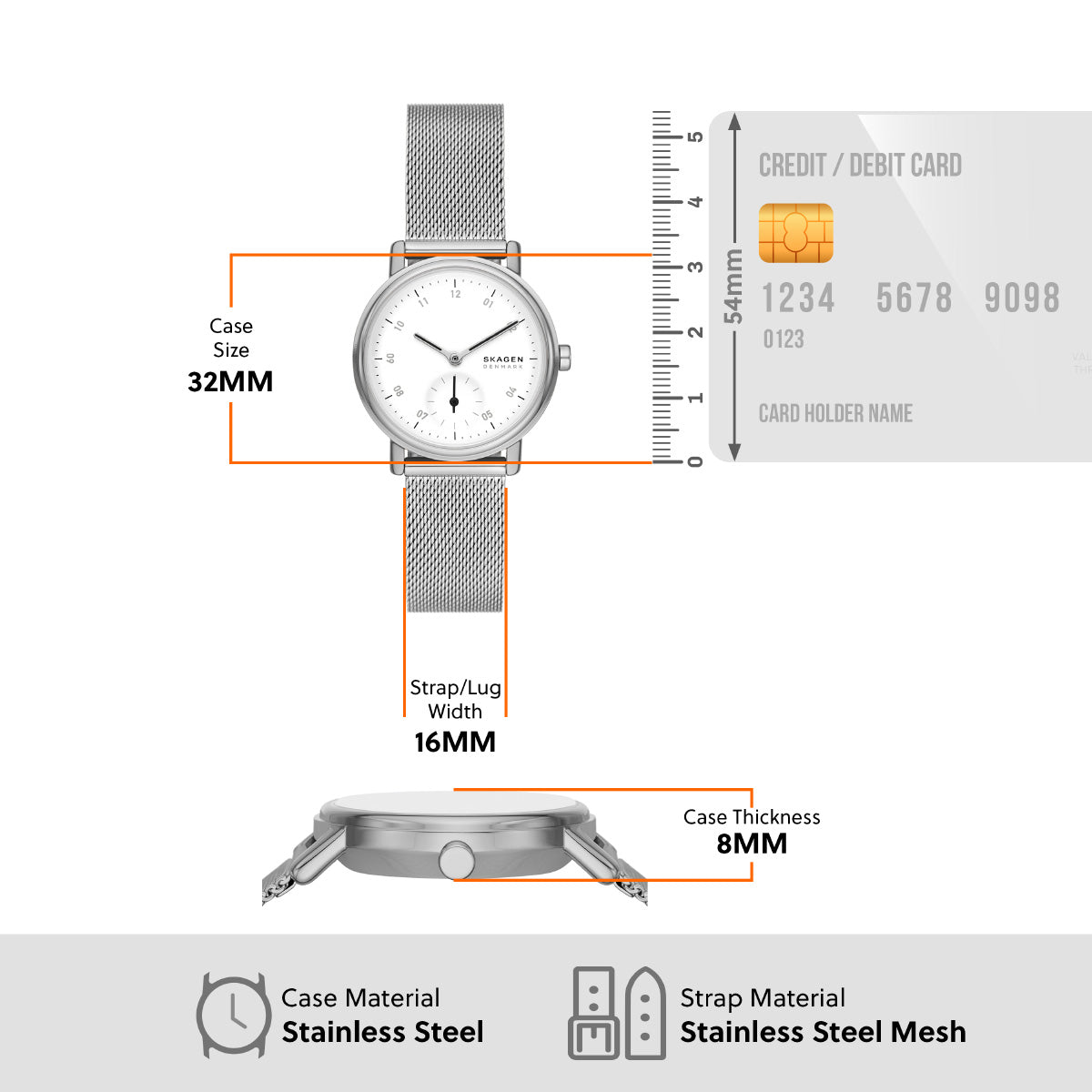 スカーゲン SKAGEN 腕時計 レディース KUPPEL LILLE 二針 サブセコンド ステンレススチール メッシュウォッチ SKW3100