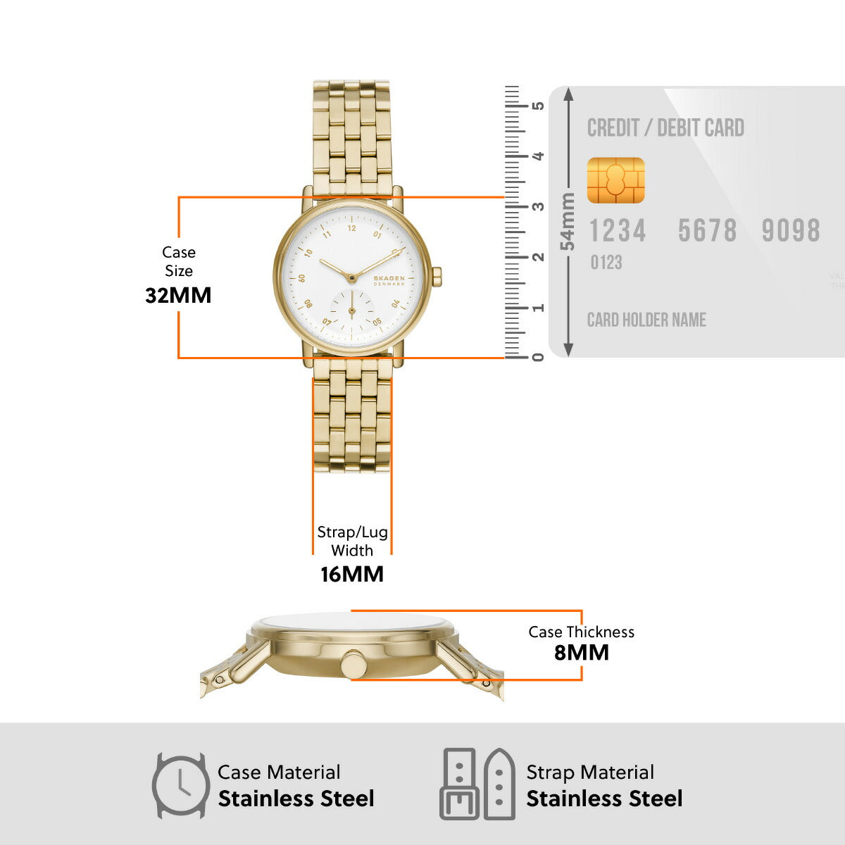 スカーゲン SKAGEN 腕時計 レディース KUPPEL LILLE 二針 サブセコンド ゴールドトーン ステンレススチール メッシュウォッチ SKW3102