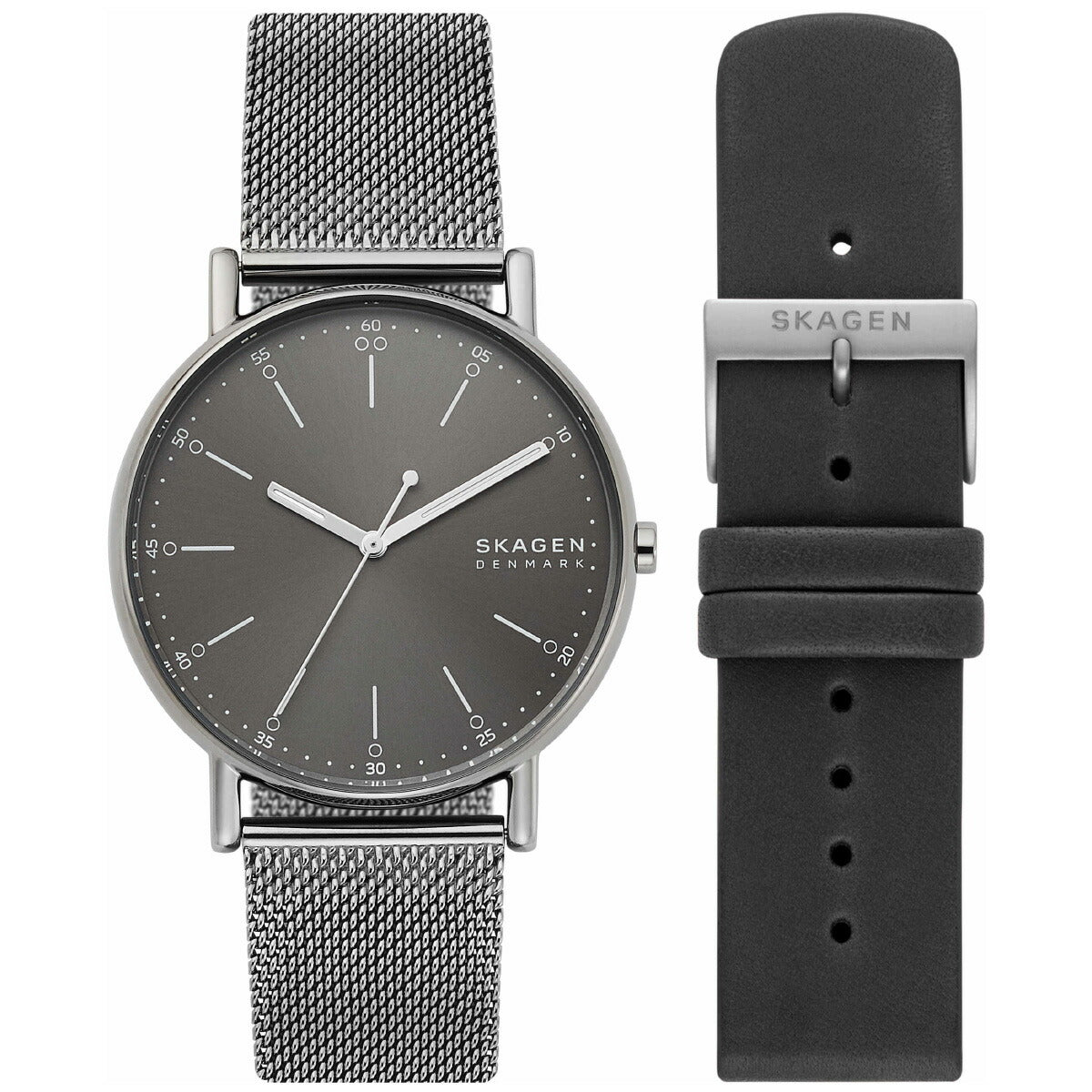 スカーゲン SKAGEN 腕時計 メンズ SIGNATUR 三針 チャコール ステンレススチールメッシュ ウォッチ&ストラップセット SKW3157SET