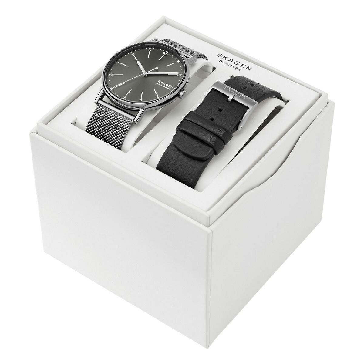 スカーゲン SKAGEN 腕時計 メンズ SIGNATUR 三針 チャコール ステンレススチールメッシュ ウォッチ&ストラップセット SKW3157SET