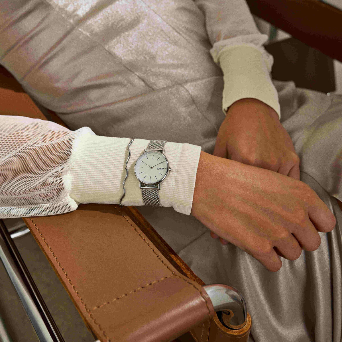 スカーゲン SKAGEN 腕時計 レディース SIGNATUR LILLE 二針 シルバートーン ステンレススチールメッシュ ウォッチ&ストラップセット SKW3161SET
