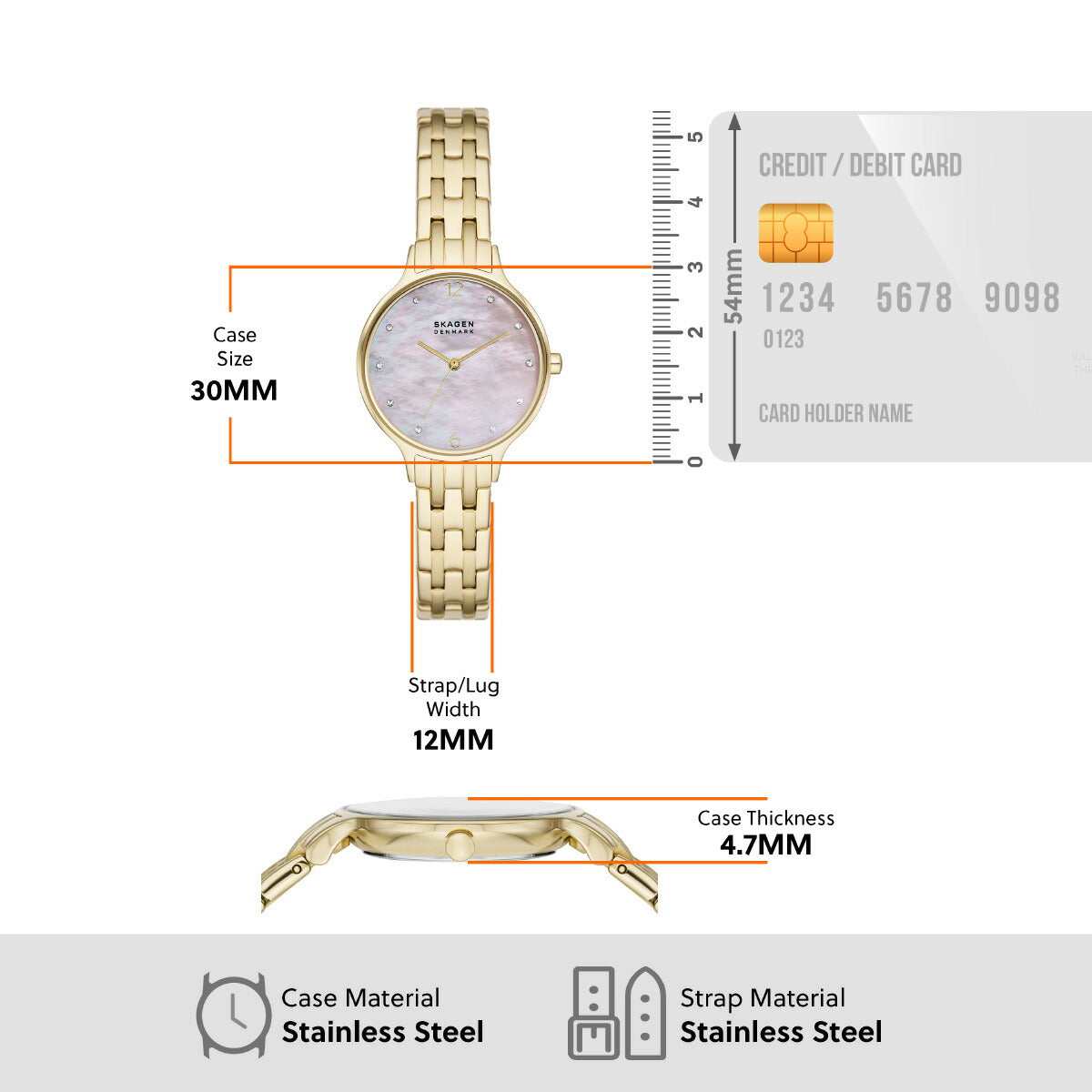 スカーゲン SKAGEN 腕時計 レディース ANITA LILLE 三針 ゴールドトーン ステンレススチールウォッチ SKW3165