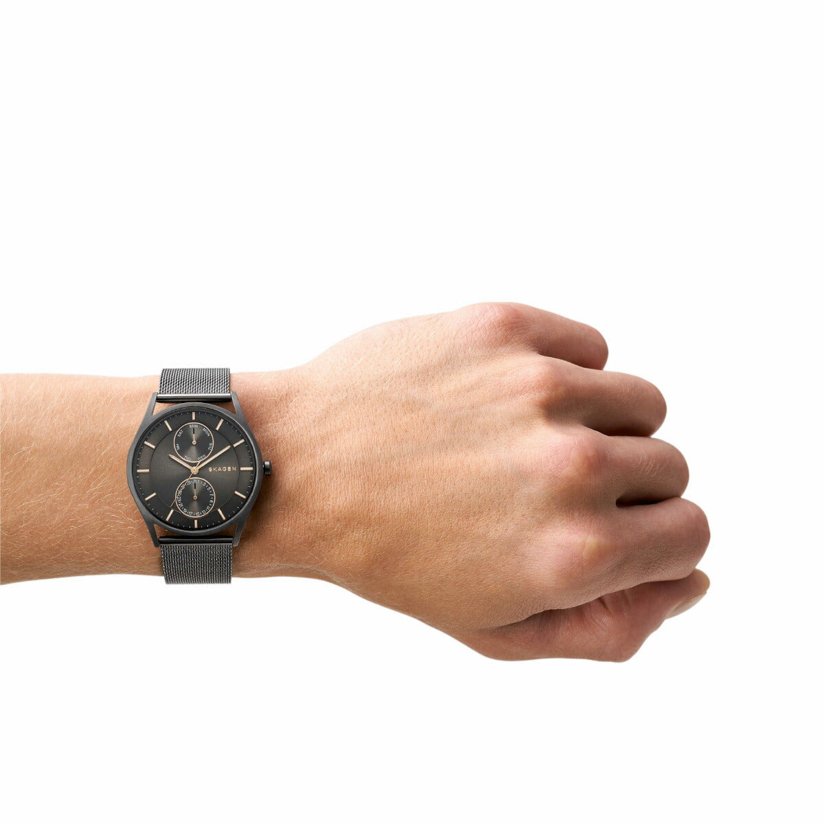 スカーゲン SKAGEN 腕時計 メンズ HOLST クロノグラフ マルチファンクション チャコール スチールメッシュウォッチ SKW6180