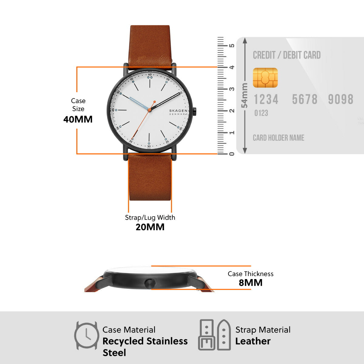 スカーゲン SKAGEN 腕時計 メンズ SIGNATUR ミディアムブラウン レザーウォッチ SKW6374