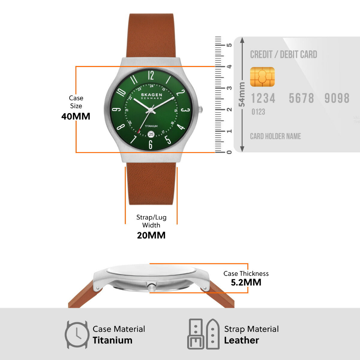 スカーゲン SKAGEN 腕時計 メンズ SUNDBY 三針デイト ラゲッジ レザーウォッチ SKW6908