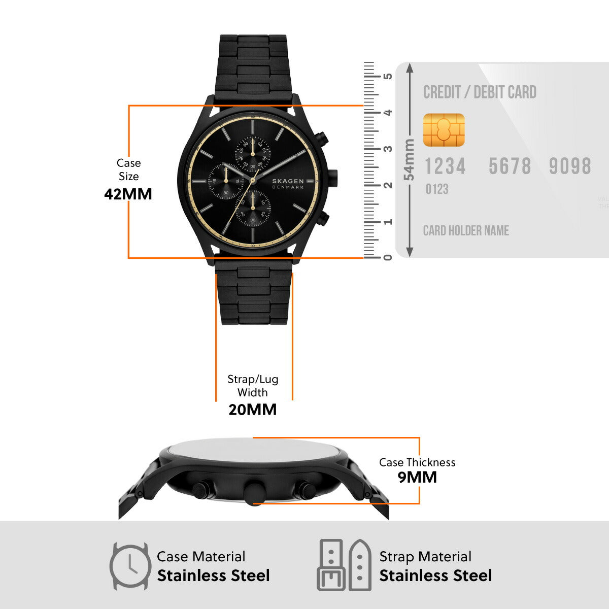 スカーゲン SKAGEN 腕時計 メンズ HOLST ブラックステンレススチール クロノグラフウォッチ SKW6910