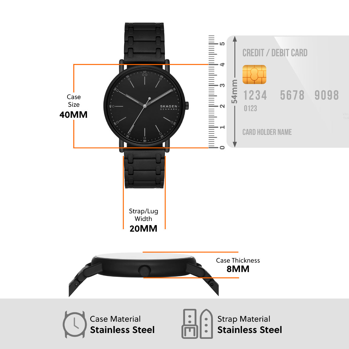 スカーゲン SKAGEN 腕時計 メンズ SIGNATUR 三針デイト ミッドナイト ステンレススチール ブレスレットウォッチ SKW6914